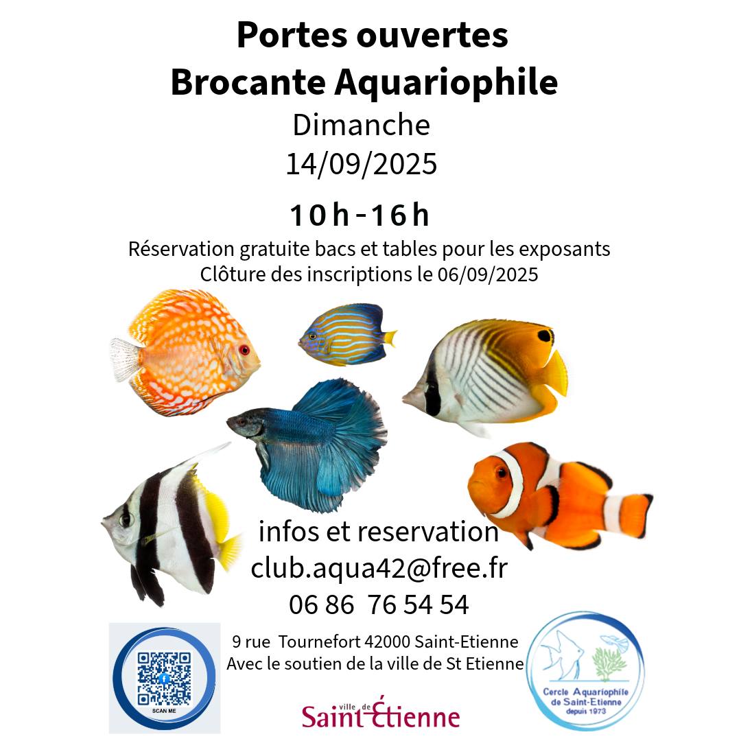 Portes ouvertes et brocante aquariophile à Saint-Étienne le 14 septembre